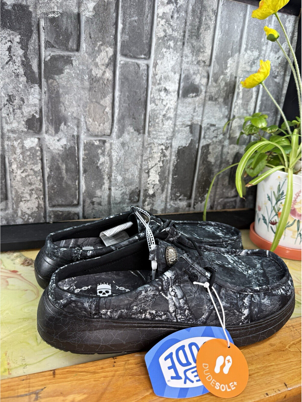 Hey Dude x Jelly Roll Wally Comf Slip-On Shoes Black Camo Men’s US 12 EU 45